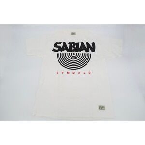 Vintage Sabian Cymbals Shirt‎ Men's XL White Roots Sporting Drum Graphic T-Shirt